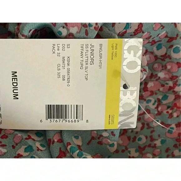 Bongo Juniors M Floral Flutter Sleeve V-Neck Blouse Multicolor Casual - Picture 5 of 5